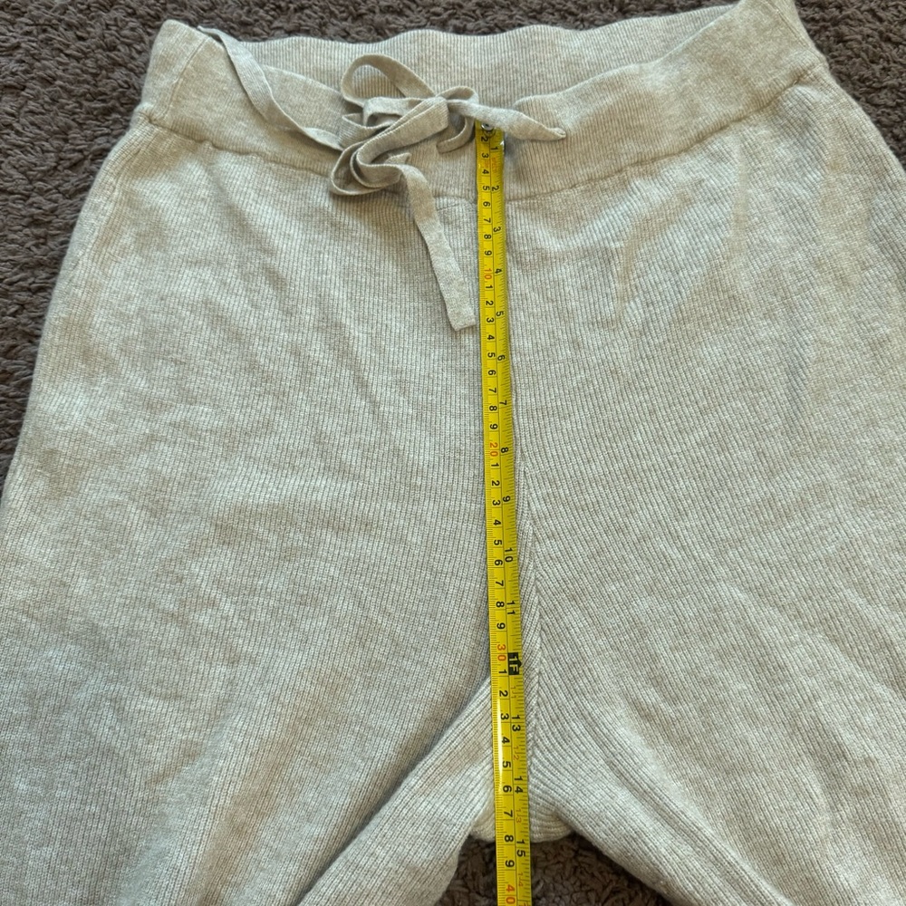 RD Style Beige Knitted Drawstring Pull On Jogger Pants Fuzzy Anthropologie L - Picture 9 of 10